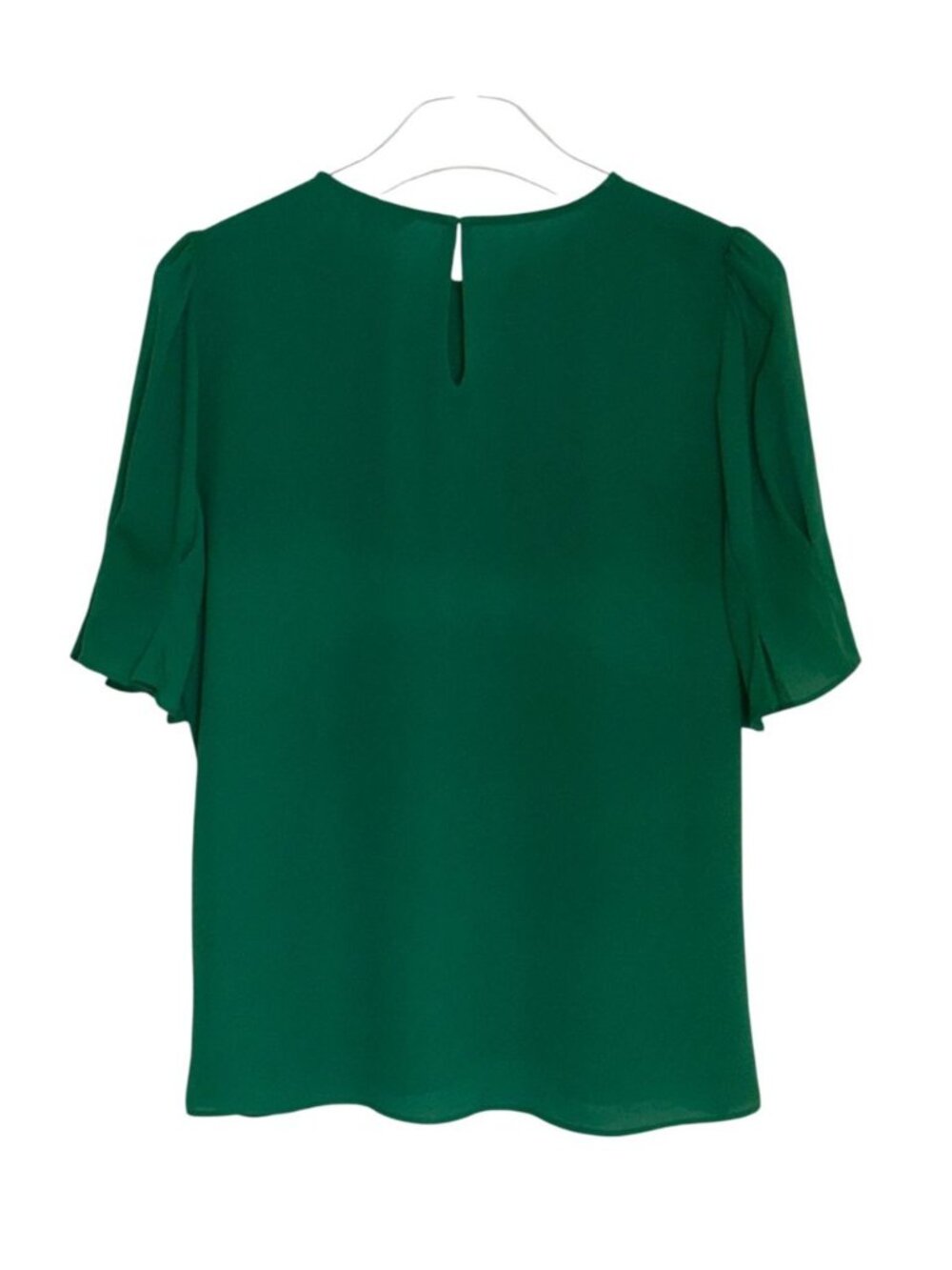 Express Kelly Green Flutter Sleeve Blouse Top Medium - Picture 3 of 6
